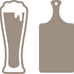 pictogramme chope de bière et planchette de charcuterie ou de fromage